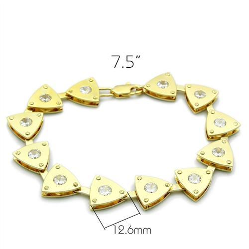 LO2004 - Matte Gold & Gold Brass Bracelet with AAA Grade CZ in Clear