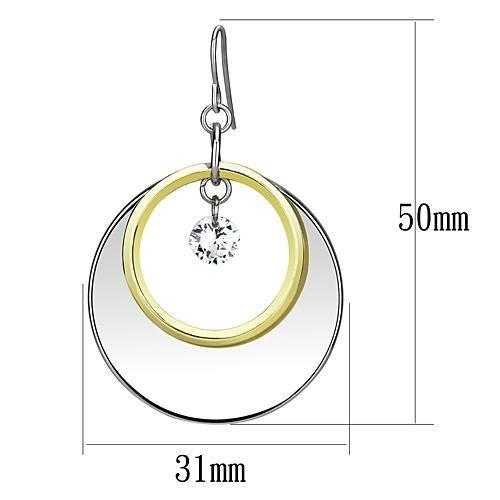 LO2692 - Reverse Two-Tone Iron Earrings with AAA Grade CZ in Clear