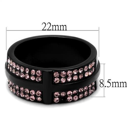 TK2280 - IP Black(Ion Plating) Stainless Steel Ring with Top Grade Crystal in Light Amethyst