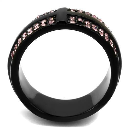 TK2280 - IP Black(Ion Plating) Stainless Steel Ring with Top Grade Crystal in Light Amethyst