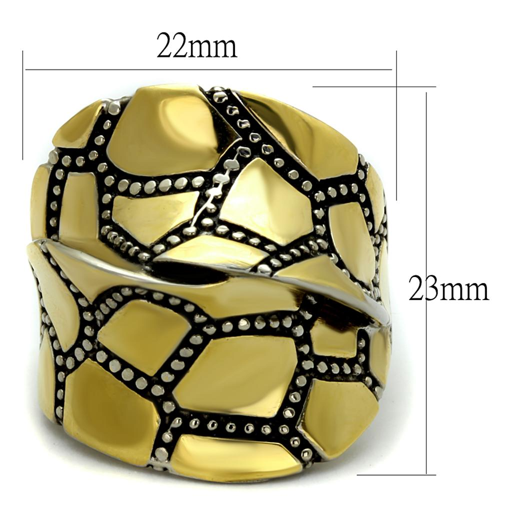 TK2368 - Two-Tone IP Gold (Ion Plating) Stainless Steel Ring with Epoxy in Jet