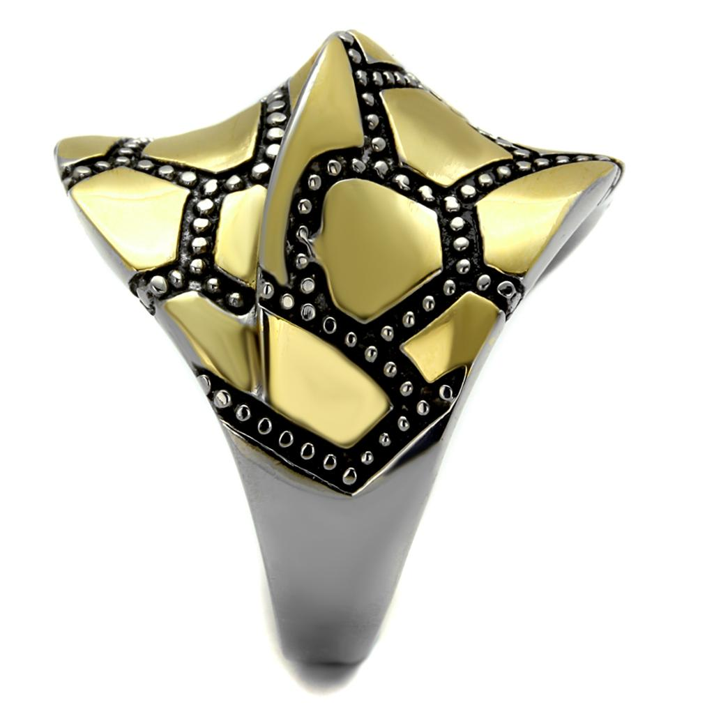 TK2368 - Two-Tone IP Gold (Ion Plating) Stainless Steel Ring with Epoxy in Jet