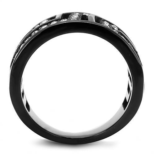 TK3134 - IP Light Black (IP Gun) Stainless Steel Ring with Top Grade Crystal in Clear