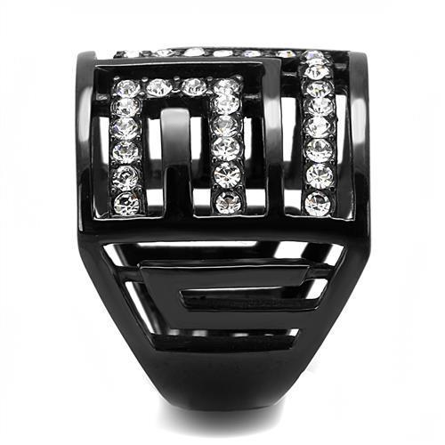 TK3134 - IP Light Black (IP Gun) Stainless Steel Ring with Top Grade Crystal in Clear