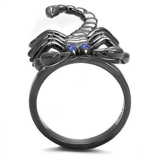 TK3205 - IP Light Black (IP Gun) Stainless Steel Ring with Top Grade Crystal in Sapphire