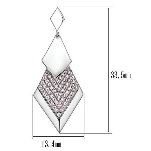 TS053 - Rhodium 925 Sterling Silver Earrings with AAA Grade CZ in Rose
