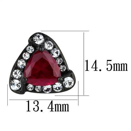 TK2272 - IP Black(Ion Plating) Stainless Steel Earrings with AAA Grade CZ in Ruby