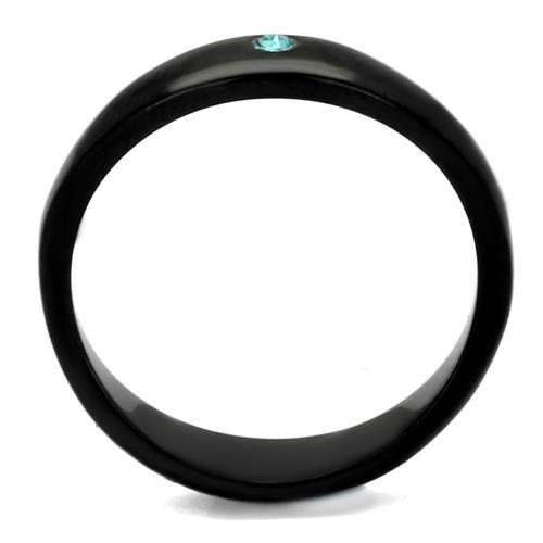 TK2274 - IP Black(Ion Plating) Stainless Steel Ring with Top Grade Crystal in Light Sapphire