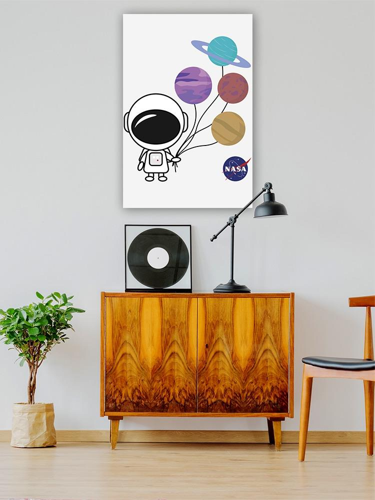 Nasa Cute Astronaut Balloons Wrapped Canvas -NASA Designs