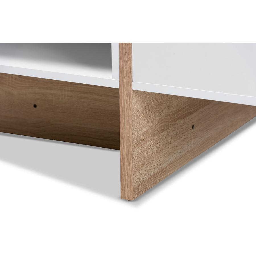 Baxton Studio Rasa Modern and Contemporary Two-Tone White and Oak Finished Wood Coffee Table