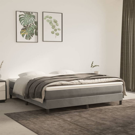 vidaXL Box Spring Bed Frame Light Gray 72"x83.9" California King Velvet