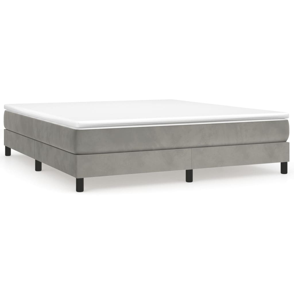vidaXL Box Spring Bed Frame Light Gray 72"x83.9" California King Velvet