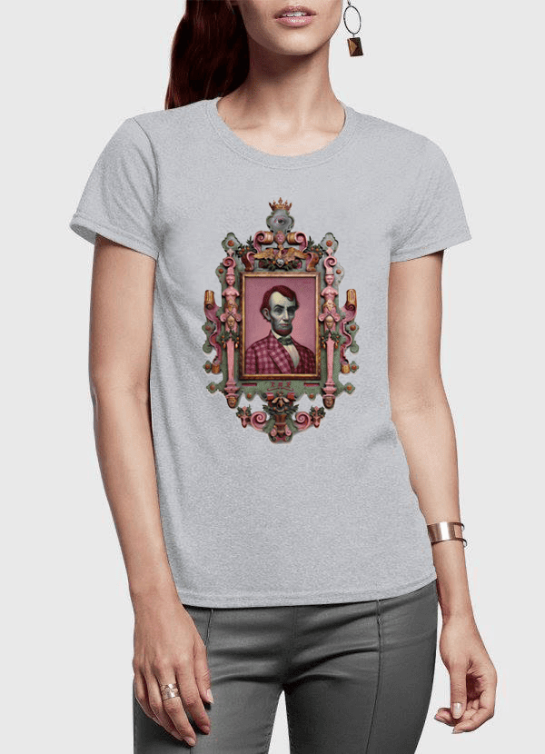 Abraham Lincoln Portrait Half Sleeves Women T-shirt