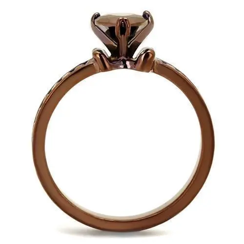 3W1191 - IP Coffee light Brass Ring with AAA Grade CZ in Light Coffee