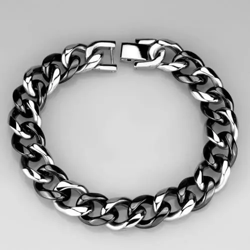 3W1000 - High polished (no plating) Stainless Steel Bracelet with Ceramic in Jet