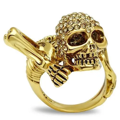 3W020 - Gold White Metal Ring with Top Grade Crystal in Citrine Yellow