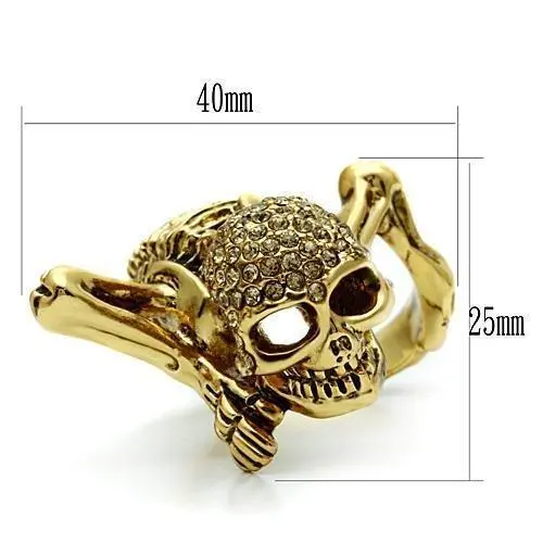 3W020 - Gold White Metal Ring with Top Grade Crystal in Citrine Yellow