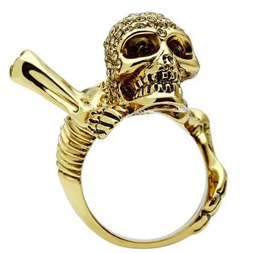 3W020 - Gold White Metal Ring with Top Grade Crystal in Citrine Yellow