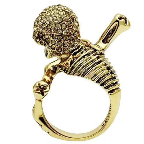 3W020 - Gold White Metal Ring with Top Grade Crystal in Citrine Yellow
