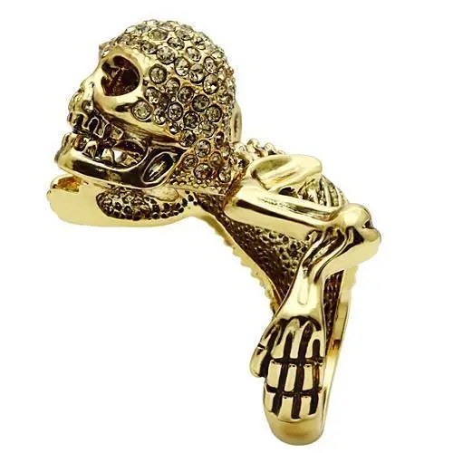 3W020 - Gold White Metal Ring with Top Grade Crystal in Citrine Yellow