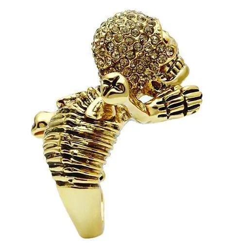 3W020 - Gold White Metal Ring with Top Grade Crystal in Citrine Yellow