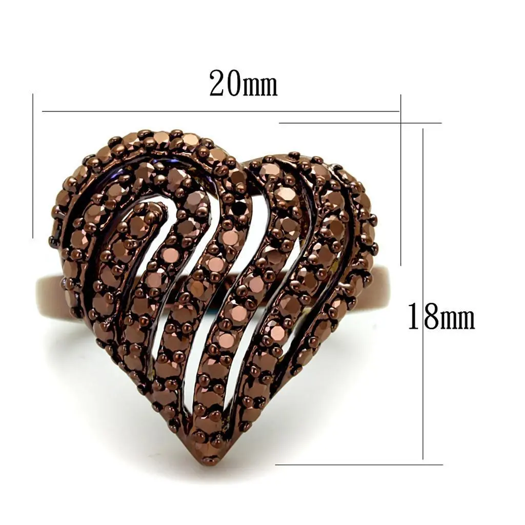 3W1149 - IP Coffee light Brass Ring with AAA Grade CZ in Light Coffee