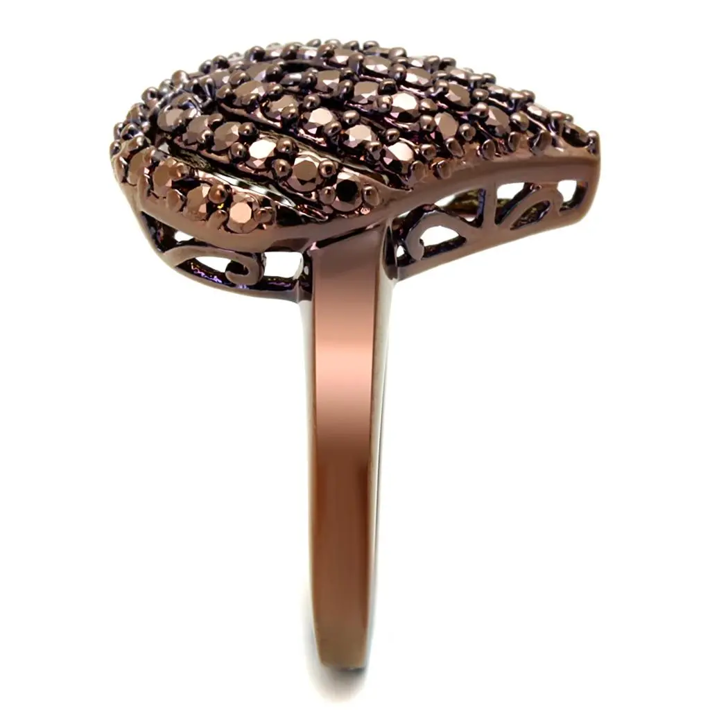 3W1149 - IP Coffee light Brass Ring with AAA Grade CZ in Light Coffee