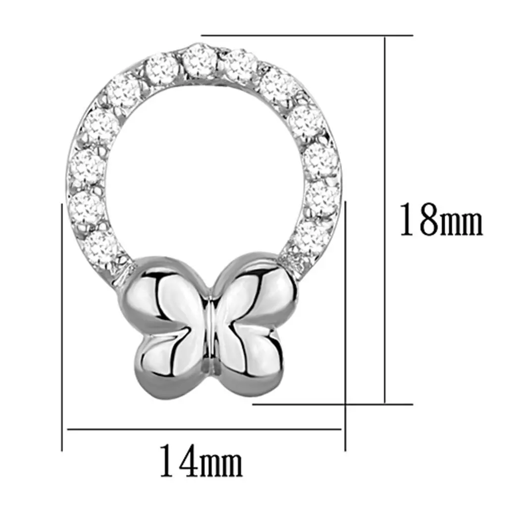 3W620 - Rhodium Brass Earrings with AAA Grade CZ in Clear