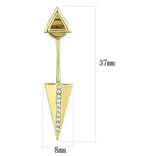 3W1314 - Gold Brass Earrings with Top Grade Crystal in Clear