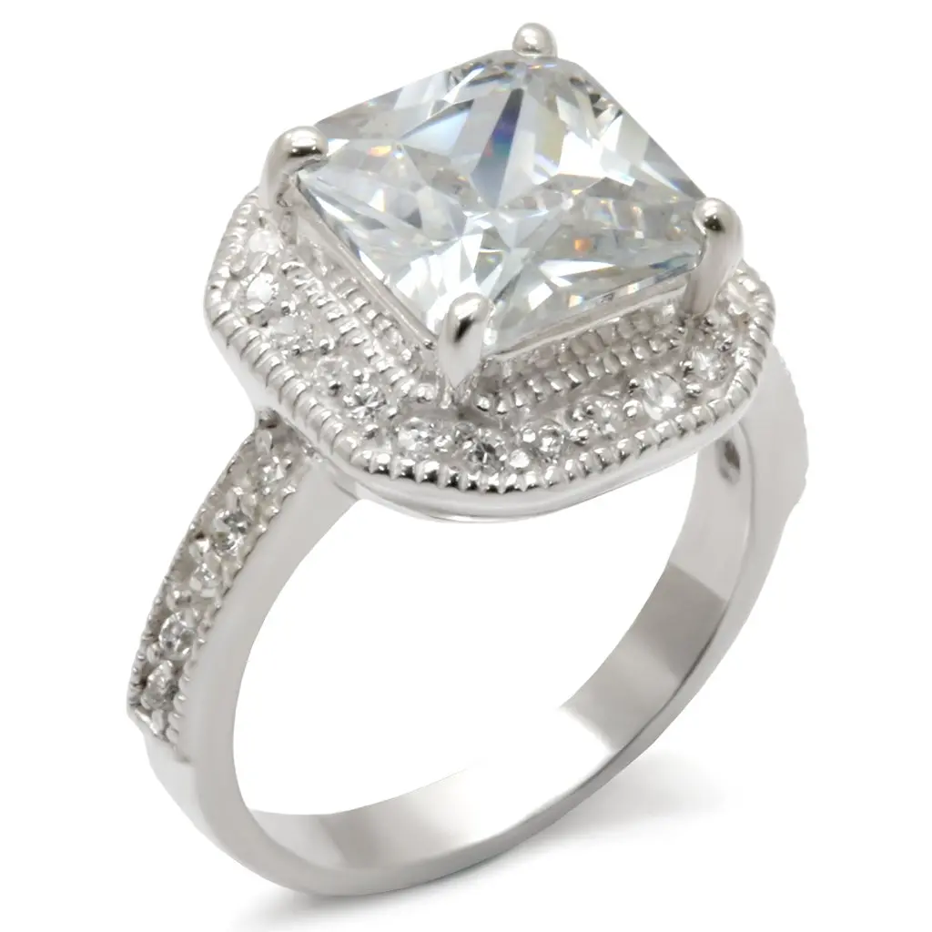 413407 - High-Polished 925 Sterling Silver Ring with AAA Grade CZ in Clear