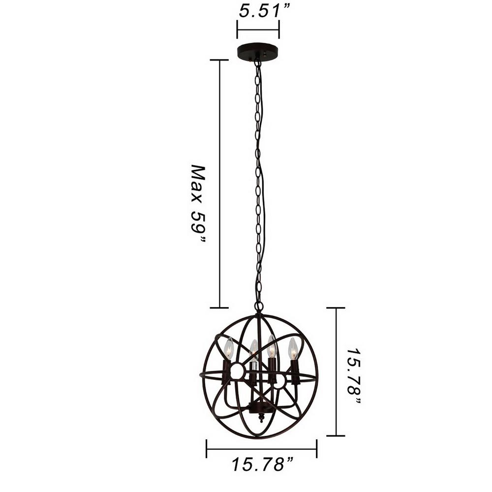FREELAND Industrial 4 Light Oil Rubbed Bronze Ceiling Pendant 17" Wide