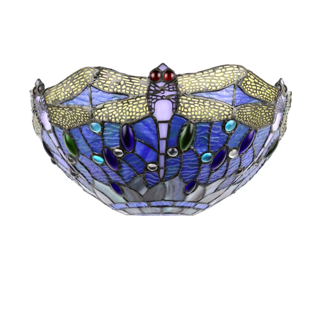 CHLOE Lighting SUNNIVA Dragonfly Tiffany-Style 1 Light Wall Sconce 12" Wide