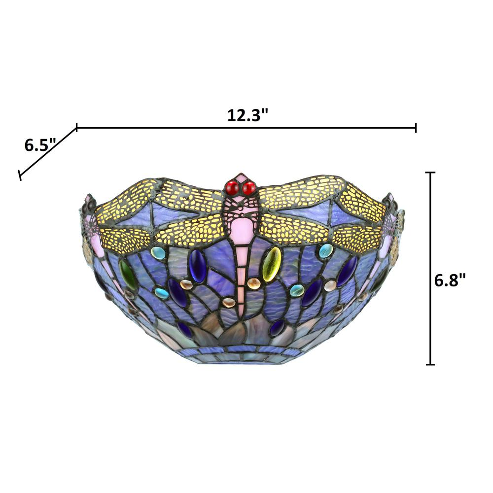 CHLOE Lighting SUNNIVA Dragonfly Tiffany-Style 1 Light Wall Sconce 12" Wide