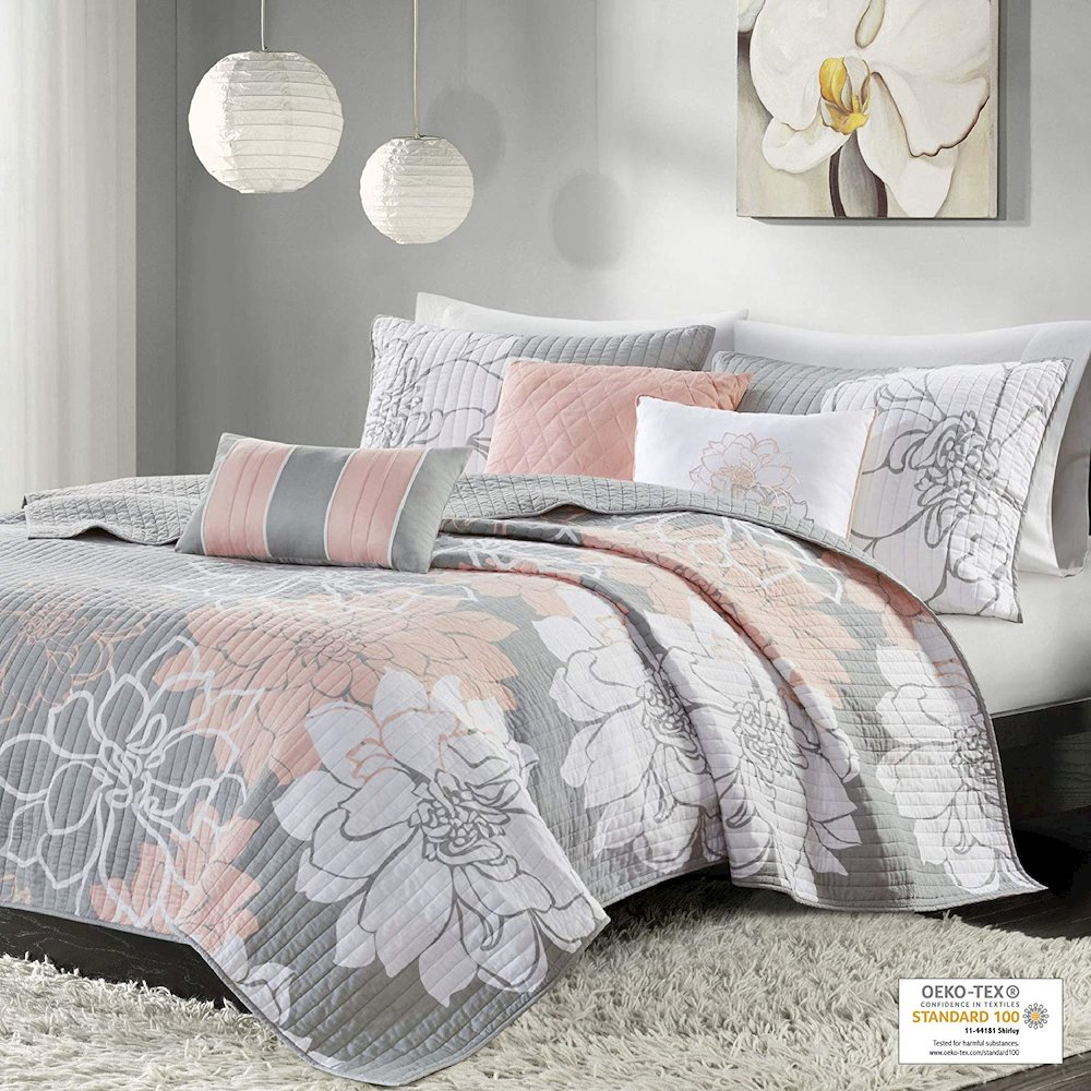 100% Cotton Sateen Printed 6 Piece Coverlet Set 922