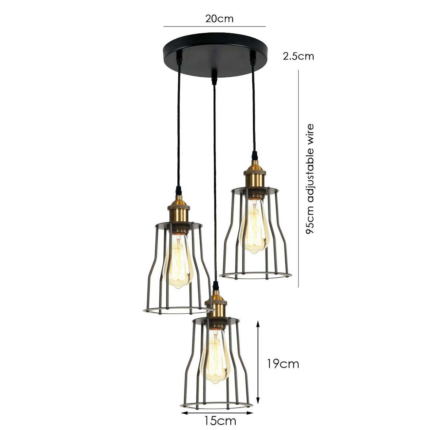 Vintage Pendant Light Shade Industrial Metal Wire Loft Cage Ceiling Light~2024
