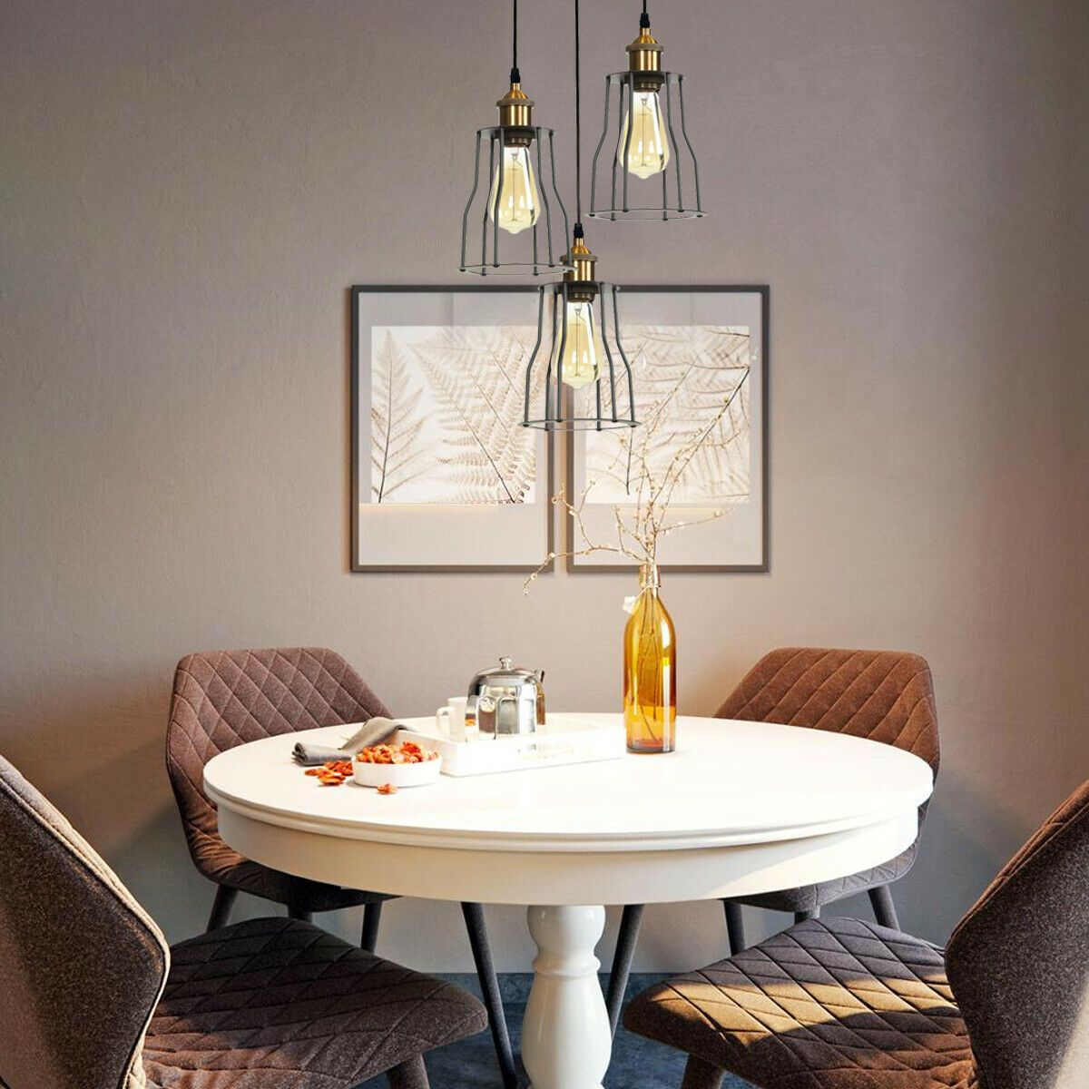 Vintage Pendant Light Shade Industrial Metal Wire Loft Cage Ceiling Light~2024