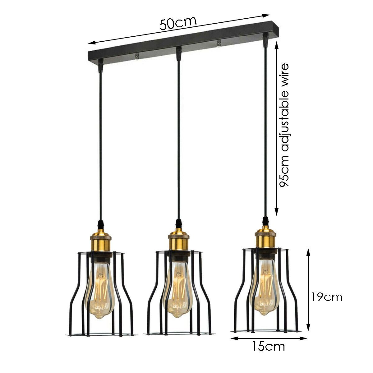 Vintage Pendant Light Shade Industrial Metal Wire Loft Cage Ceiling Light~2024