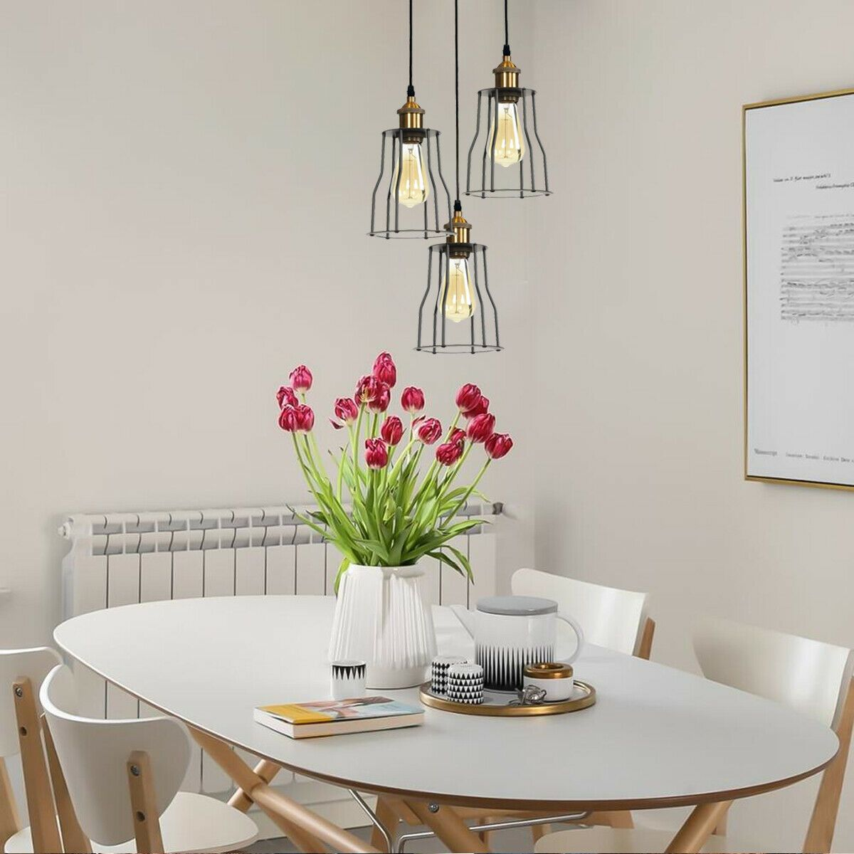 Vintage Pendant Light Shade Industrial Metal Wire Loft Cage Ceiling Light~2024