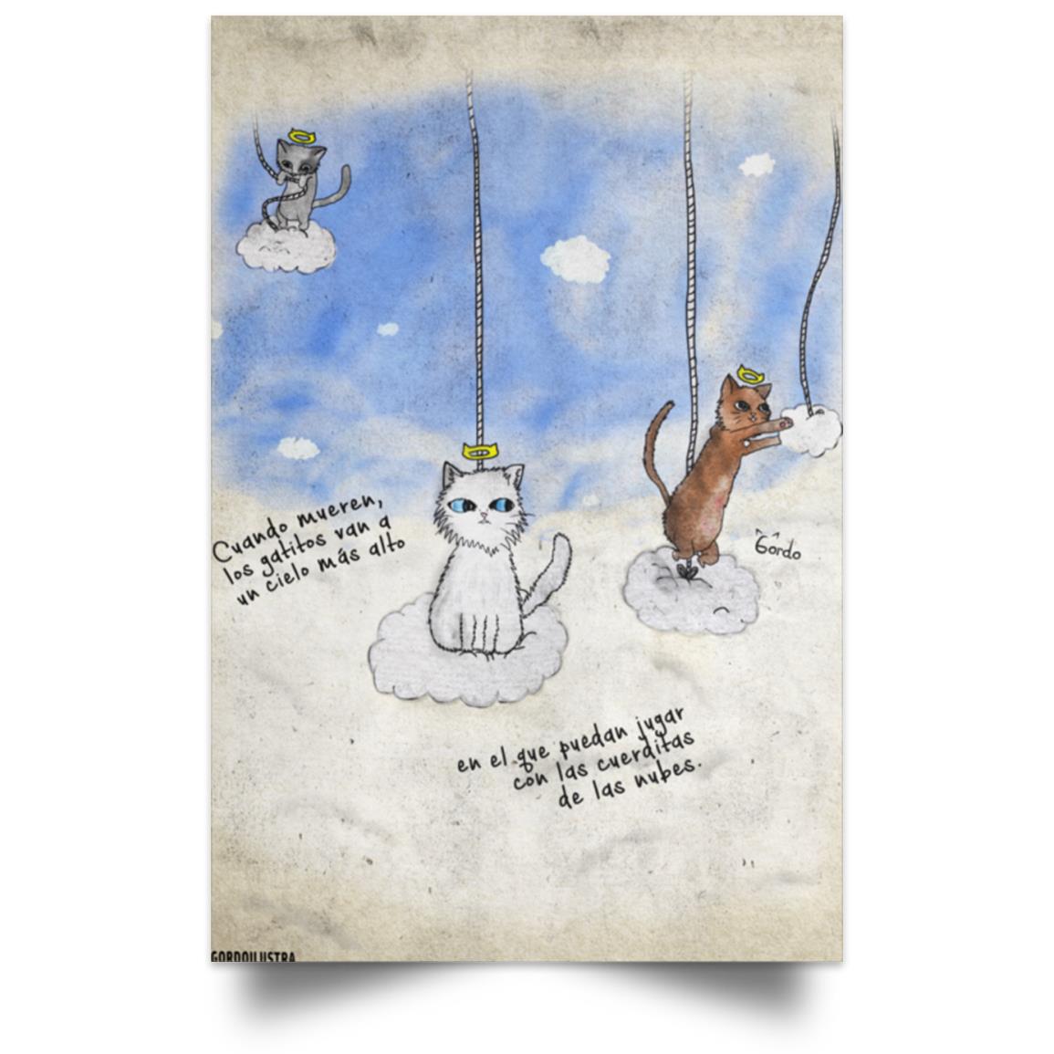 Little Cats In Heaven_Gordo Ilustra_ Satin Portrait Poster
