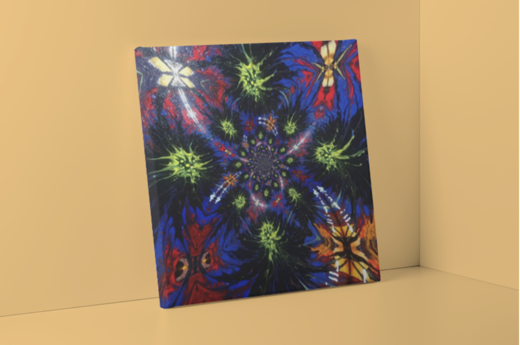 "4 Spiders in the Brain" by renowned Colombian artist Alejandro Gordillo - a stunning deluxe square canvas print with a 1.5 inch frame