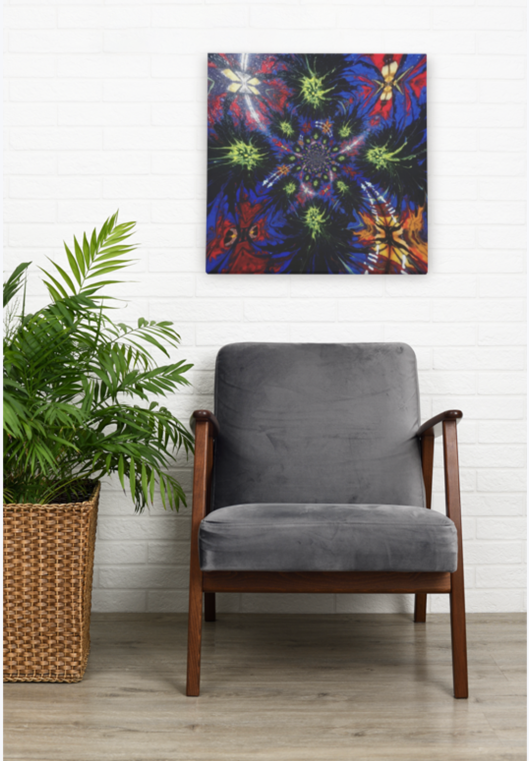 "4 Spiders in the Brain" by renowned Colombian artist Alejandro Gordillo - a stunning deluxe square canvas print with a 1.5 inch frame  in waiting room.