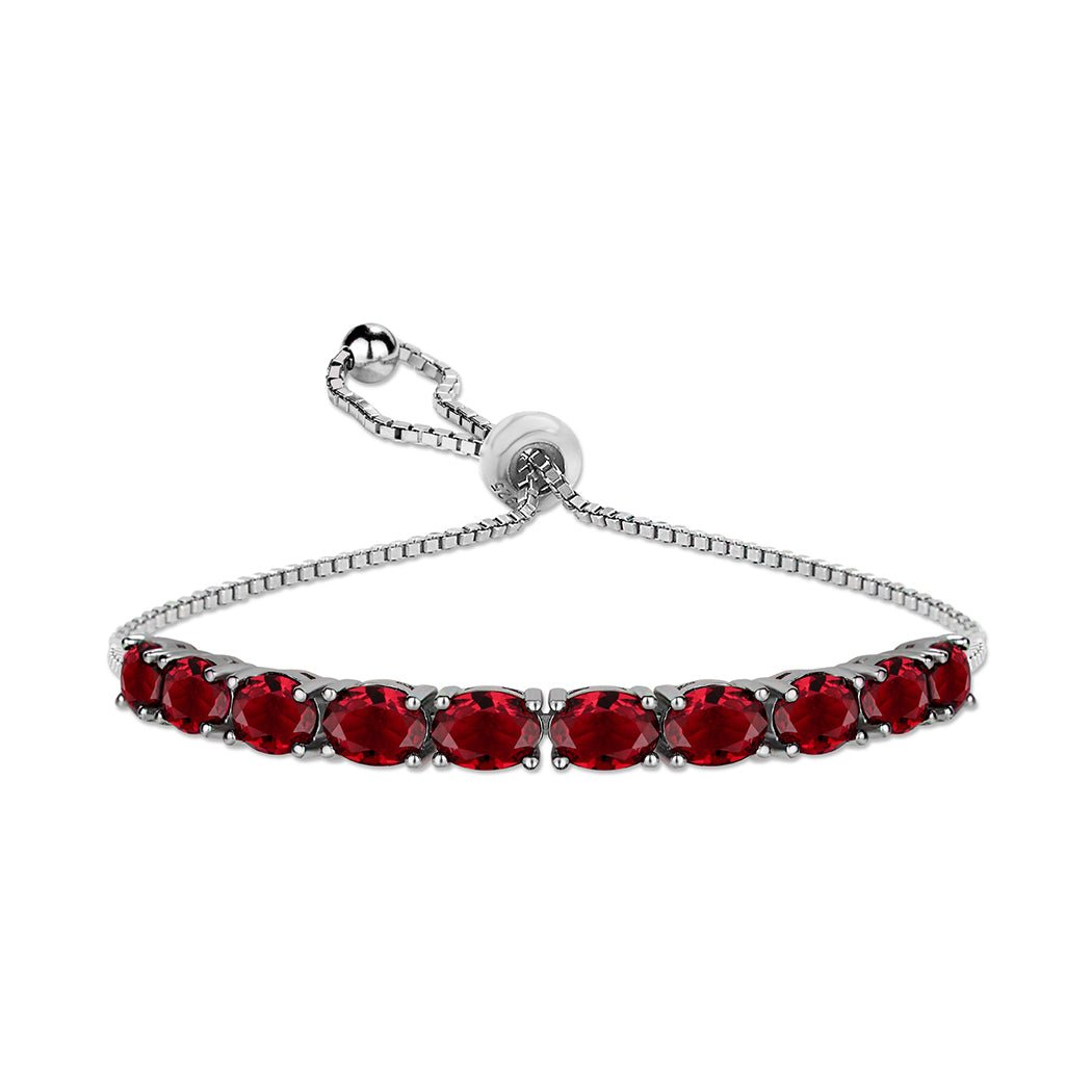 Sterling Silver Oval Adjustable Tennis Bracelets - Emerald Bracelet - Sapphire And Cubic Zirconia Bracelet - Ruby Bracelet