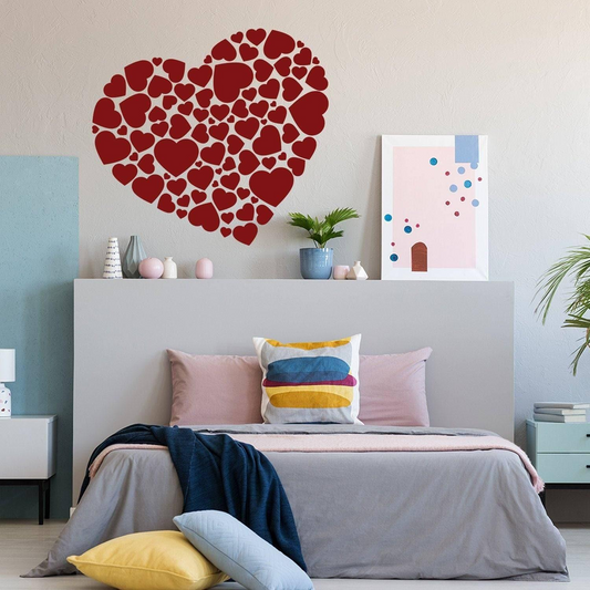 Heart Sticker Art Vinyl Love Decal - Mini Labels Valentine Decals Hearts - Wall Large Outdoor Valentines Sets Wedding Red Home Stickers