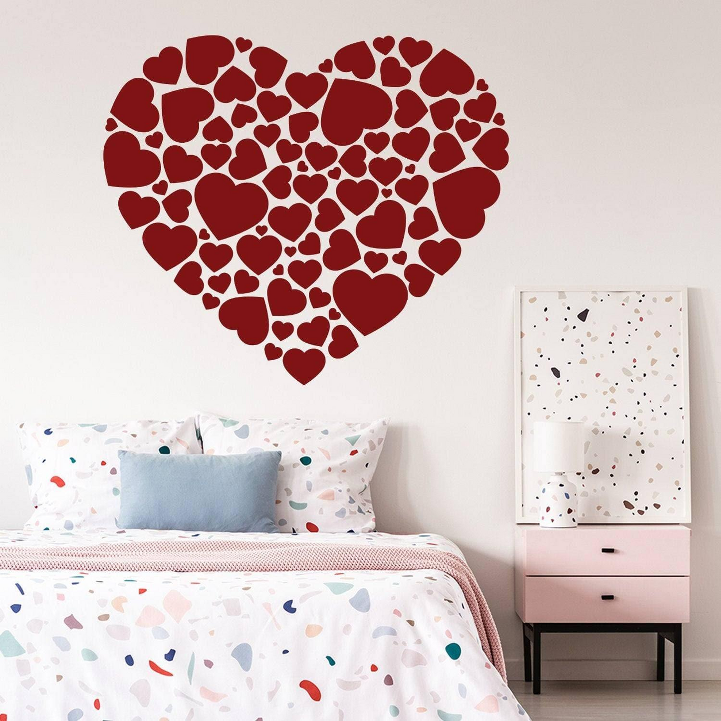 Heart Sticker Art Vinyl Love Decal - Mini Labels Valentine Decals Hearts - Wall Large Outdoor Valentines Sets Wedding Red Home Stickers