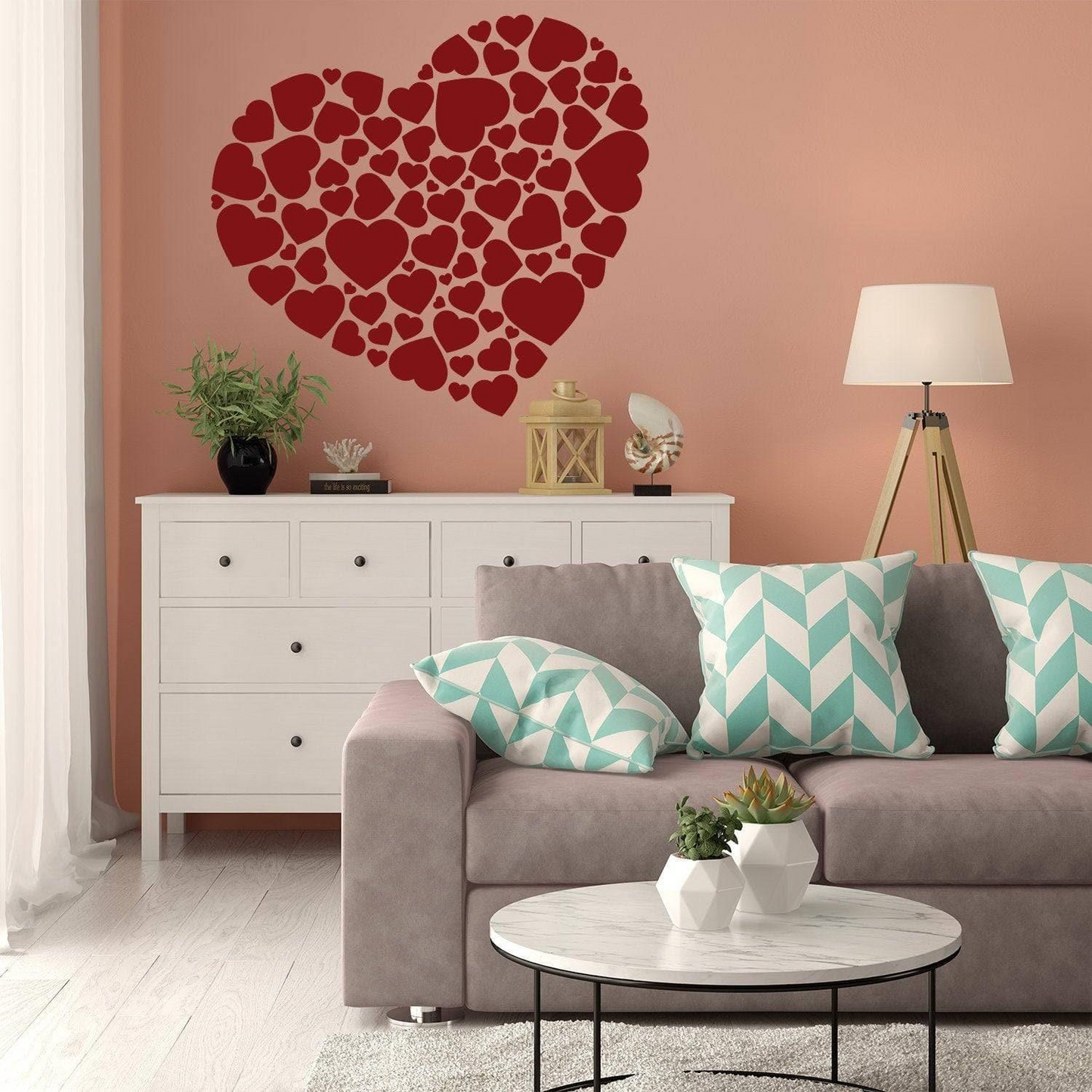 Heart Sticker Art Vinyl Love Decal - Mini Labels Valentine Decals Hearts - Wall Large Outdoor Valentines Sets Wedding Red Home Stickers