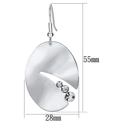 LO2743 - Matte Rhodium & Rhodium Iron Earrings with Top Grade Crystal  in Clear