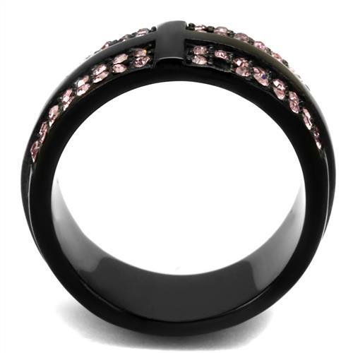 TK2280 - IP Black(Ion Plating) Stainless Steel Ring with Top Grade Crystal  in Light Amethyst