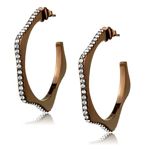 TK2714 - IP Coffee light Stainless Steel Earrings with Top Grade Crystal  in Clear