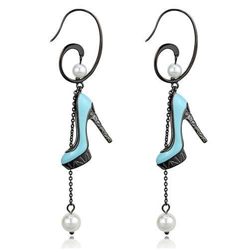 TK2721 - IP Light Black  (IP Gun) Stainless Steel Earrings with Synthetic Pearl in White