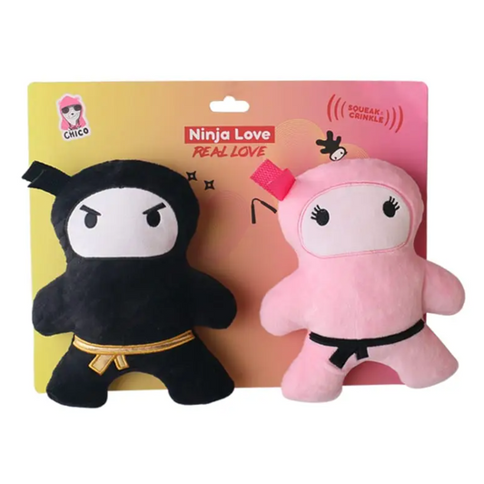 Ninja Love Crinkle and Squeaky Plush Dog Toy Combo